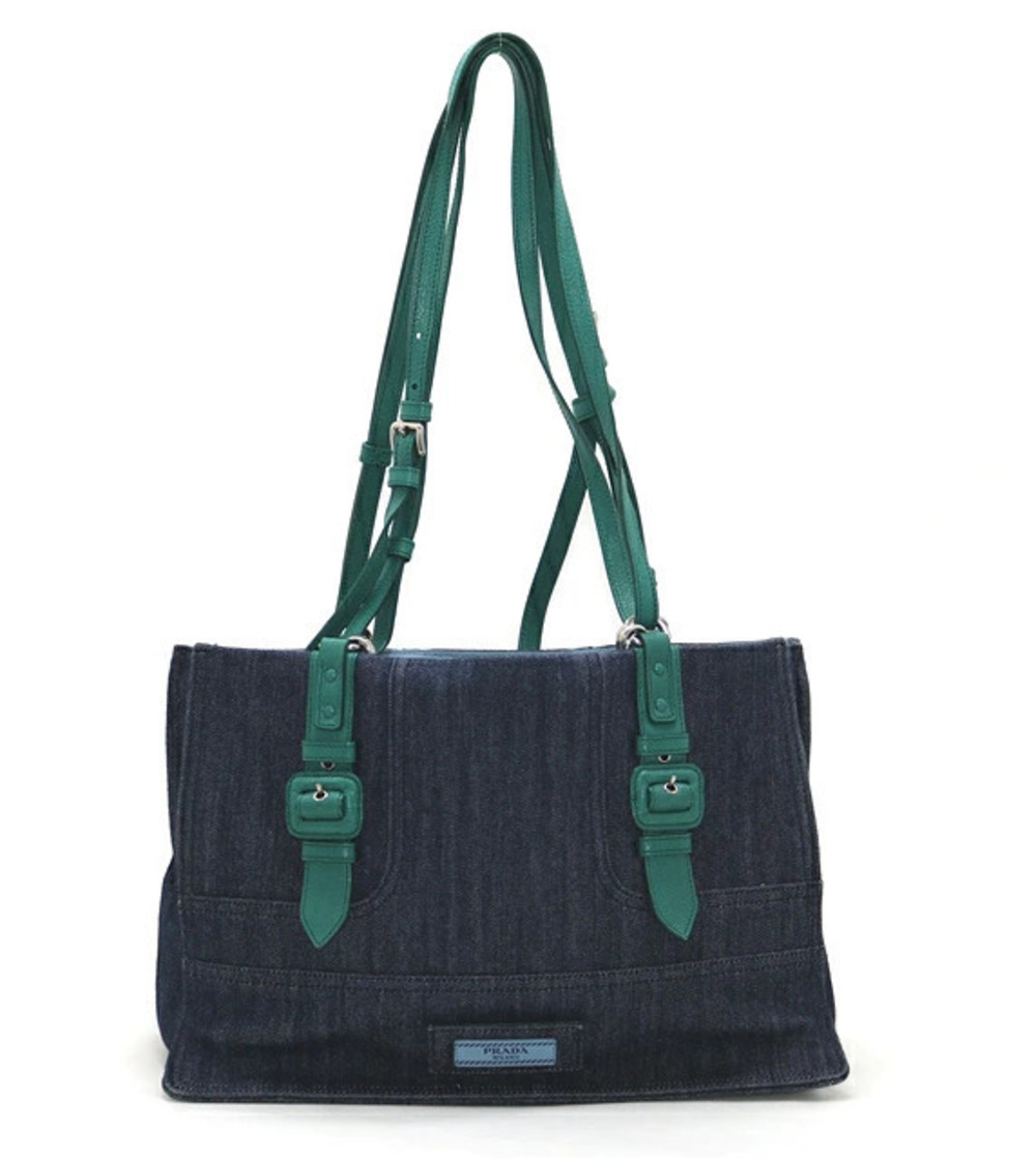 Prada Shoulder Bag Handbag Denim Blue